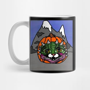 pumpkin lizard cat by mountain Mug